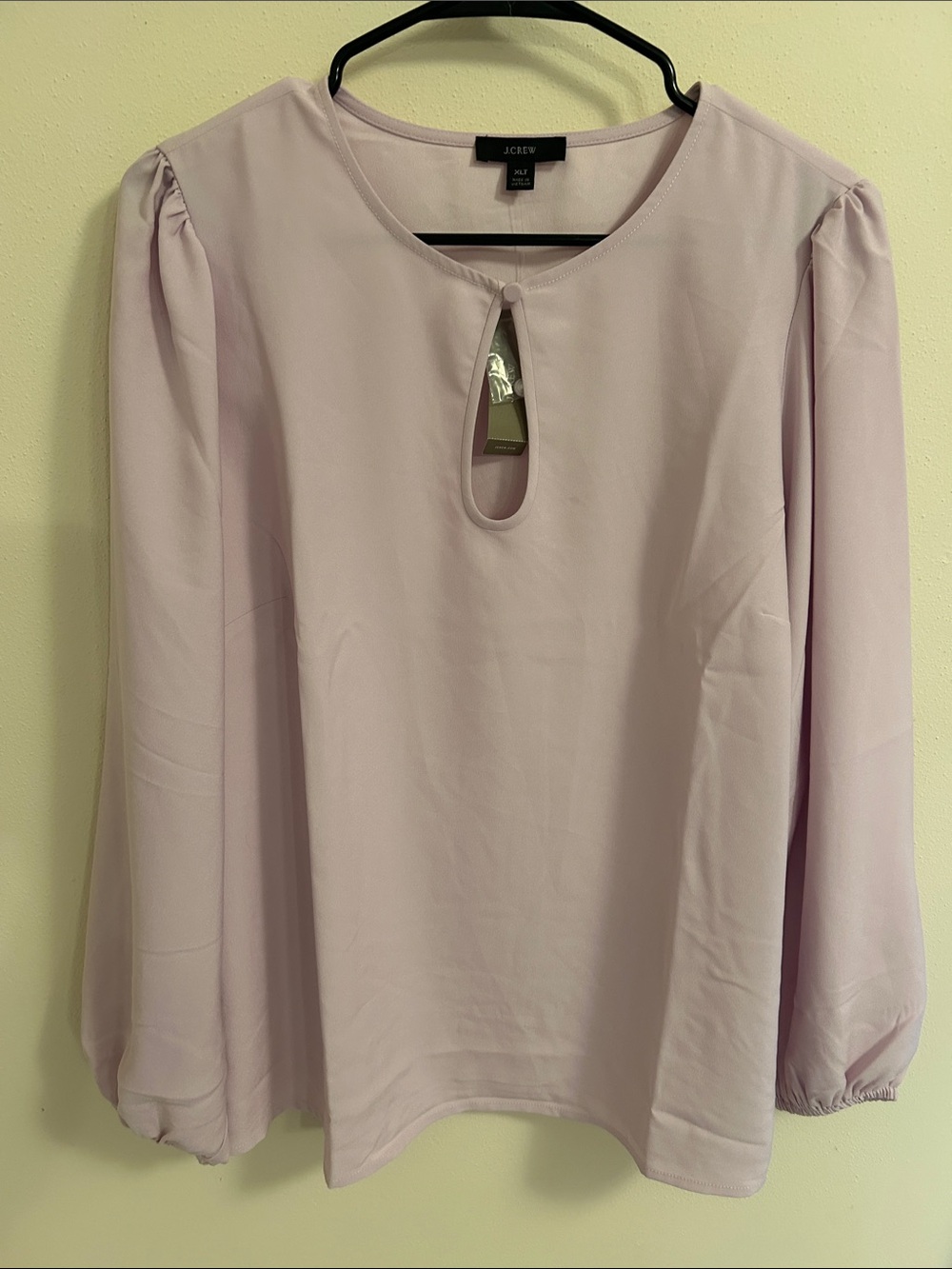 J. Crew Soft Lavender Keyhole Balloon-Sleeve Blouse
